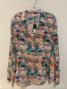 Catherine Gee Multicolor Scallop-Print Button Down Shirt